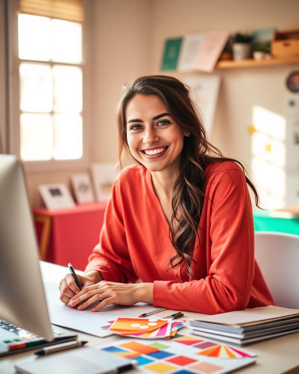 Nikki at her studio desk (placeholder — replace with real photo)